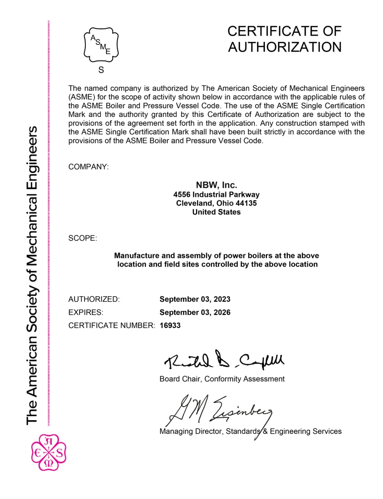 2023-2026 ASME S U Certificate